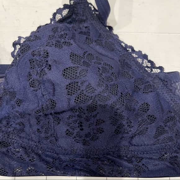 AB: Aries Lace Navy Bralette Sz Lg Removable padding - Picture 3 of 7
